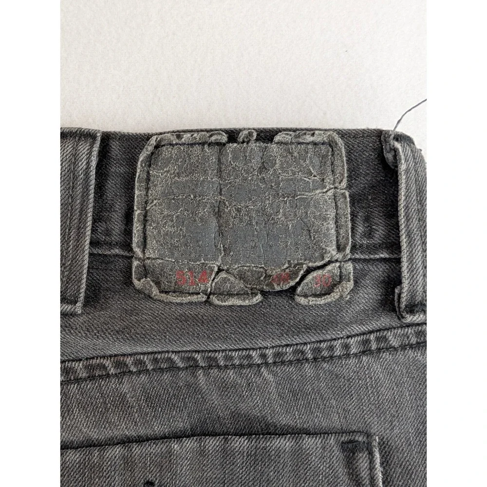 Levi's 514 Slim Straight Mens 38x30 Gray Faded Flap Pocket Jeans